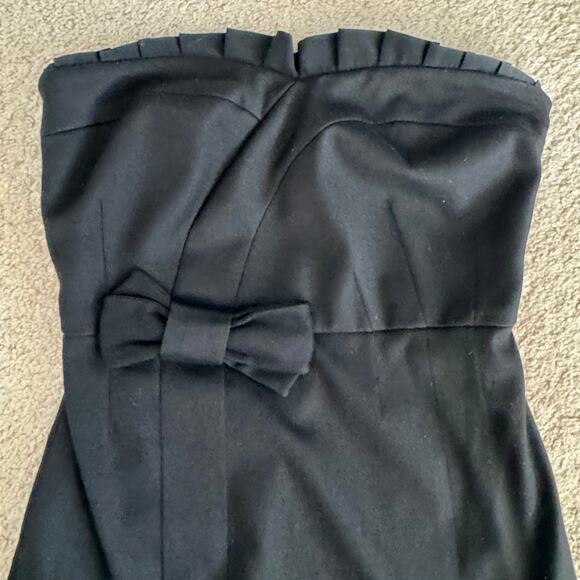 VTG Juicy Couture Strapless Formal Mini Dress Bow Corset Sz 2 Wool blend LBD - Picture 2 of 13